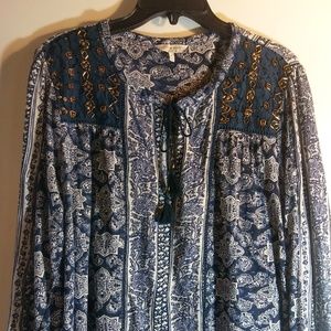 Lucky Brand beaded peasant top